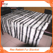 Dyed in Chinchilla design Rex Rabbit Fur Blanket